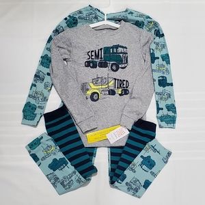 NWT Carter's Just One You Boys 4pc Trucks Pajama set